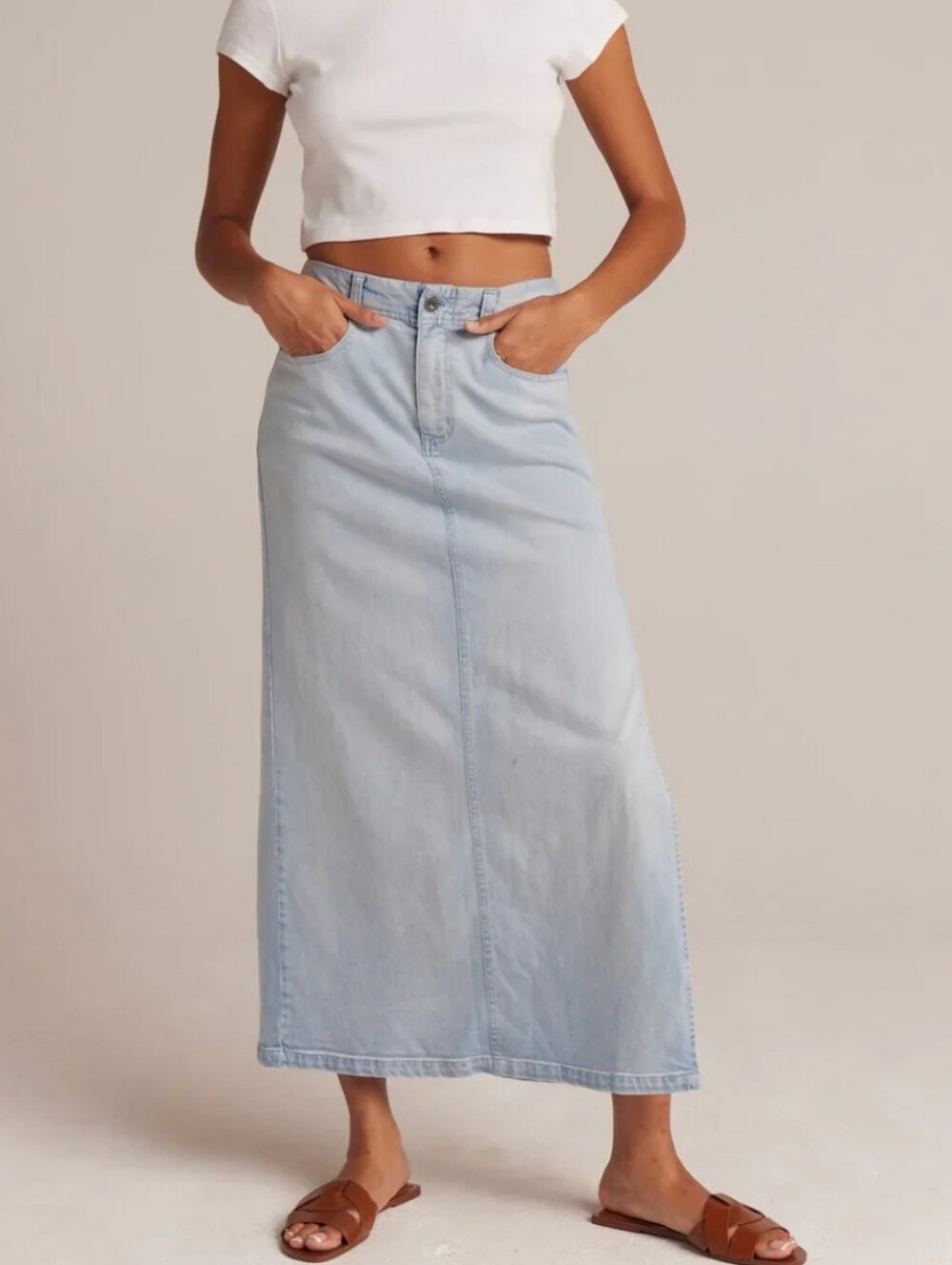 Bella Dahl Indigo Tencel Cotton Stretch Skirt Ocean Mist Size 25 - Picture 2 of 6